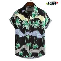 Custom Logo Design Sublimation Print Beach Wear Polyester Button Down Hawaiian Shirt - Image 4
