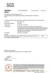 REACH certificate from Dongguan Dihui Foam Sponge Co., Ltd.