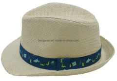 Wholesale Beige Children Straw Hats with Colourful Printed Decorative Tape BSCI, Oeko Tex - Nanjing Hengyuan Apparel Co., Ltd.