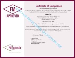 FM certificate certificate from Nanjing Hairui Heat Preservation Material Limited Liability Company