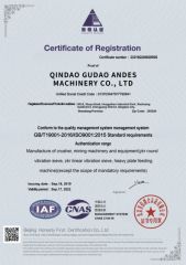 iso9001 certificate from QINGDAO GUDAO ANDES MACHINERY CO., LTD.