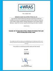 WRAS M 15-108mm certificate from Wenzhou Kasin Valve Pipe Fitting Co., Ltd.