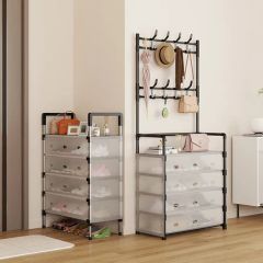 Multi-Functional Shoe Storage Coat Rack Entrance Storage Rack Floor-Standing - Image 5