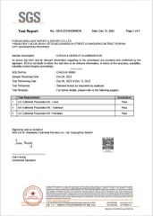 Prop65 Test certificate from FOSHAN BRILLIANT IMPORT & EXPORT CO., LTD