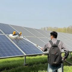 Efficient Solar Panel Cleaning Machine Double-Head Rotary Cleaning Brush with Adjustable Handle - Wuxi Wanlv Intelligent Technology Co., Ltd