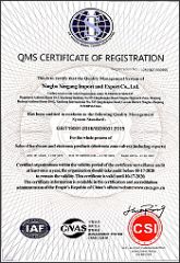 ISO certificate from NINGBO COMFORT CO., LTD.