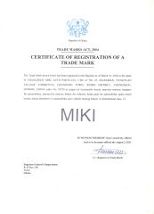 Ghana Trademark Registration Certificate certificate from CHANGZHOU MIKI AUTO PARTS CO., LTD.