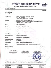 test report certificate from Ningbo Liberty Port Textile Co., Ltd.