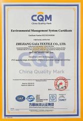 ISO 9001 certificate from Zhejiang Gaia Textile Co., Ltd.