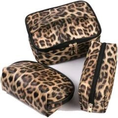 PS24c84 Leopard PU Make up Set Type Bag Color Pink Origin China Zipper Nylon Gender Female Body Polyester Fastener Zipper - Image 1