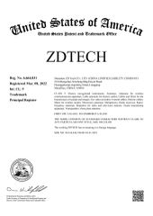 The United States trademark certificate of Shenzhen Zd Tech Co., Ltd – certificate photo, supplier certificates section