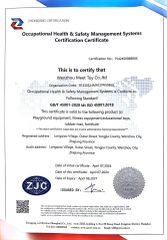 ISO45001 certificate from WENZHOU MEET TOY CO.,LTD
