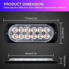 Double Row 12 LED Amber Emergency Lights - Front Grille Quick-Install - Rapid Flash, Magnetic Fit for Vans - Image 3