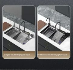 China Wholesale Waterfall Hiding Gas Pipes Stainless Steel Kitchen Sink - Image 2
