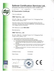 CE Certificates for pneumatic marking machine certificate from HBS Tech Co., Ltd.