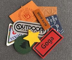 Customized PVC Leather Label with Metal Logos Size 4cm*9cm Origin China Gender Unisex Model NO. 9203 Style Velcro-on Age Group - Image 2