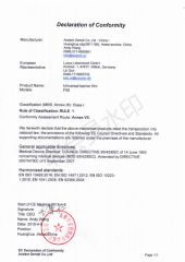 CE certificate certificate from Andent Dental Co., Ltd.