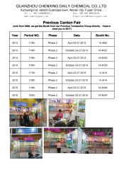 Exhibition of laundry detergent certificate from Quanzhou Chenxing Daily Chemical Co., Ltd.