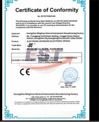 CE Certificate certificate from Guangzhou MingXuan Musical Instruments Manufacturing Factory