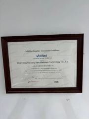 certificate certificate from Shandong Wanang Equipment Co., Ltd