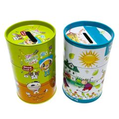 Factory Custom Tinplate Piggy Bank Jelly Candy Packaging Cylindrical Shape Metal Money Box Blank Tin Can Coin Bank for Child - Image 6
