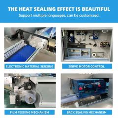 Automatic Coding Horizontal Biscuit Bread Chocolate Buns Candy Energy Bars Pillow Wrapping Flow Packing Machine - Image 4