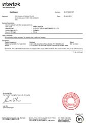 Product testing certificate certificate from Xuzhou Yanjia Glassware Co., Ltd.