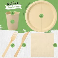 Disposable Bamboo Tableware Set, Bamboo Plate, Spoon, Knife and Fork Set, Picnic Tableware Set. - Image 6