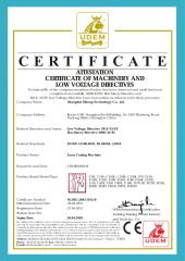 CE Certification of Laser Cutting Machine certificate from Shanghai Xi Hong Technology Co., Ltd.