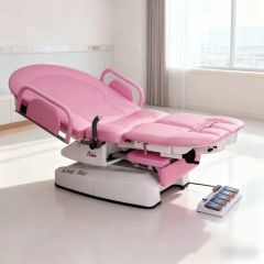 Pink Color Electric Hand Control Adjust Height Hospital Delivery Bed with Guardrail - KANGHUI MEDICAL TECHNOLOGY(SUZHOU)CO., LTD.