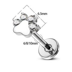 ASTM F136 Titanium Jewelry Zircon Stone Heart-Shaped Cat Claw Top 0.9mm Thread Labret Piercing Fashion Rings Labret Studs Wholesale - Image 4