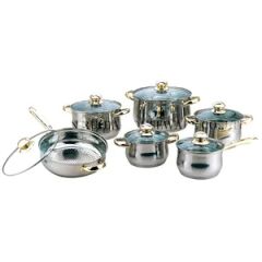 Hot Sale Kitchen Utensils Kitchenware Cooking Pot Gold Handle Stainless Steel Cookware Set - Image 4