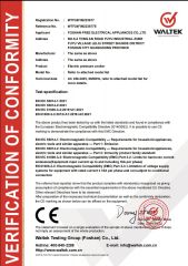 CE-EMC Certificate certificate from Foshan Free Electric Appliances Co., Ltd