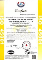 ISO45001 certificate from Shandong Century Star Sports Equipment Co., Ltd.