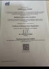 Department of Trade and Industry certificate from Lekker Agri Trading