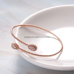 Fashion Classic Design S925 Sterling Silver Rose Gold Plated CZ Chain Bangle - Image 4