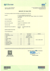 Reports of analysis certificate from Nusa Moruun Trust