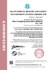 ISO45001 certificate from Wuxi Tefa Decoration Material Co., Ltd.