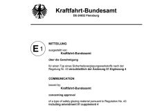 Nummer der Genehmigung: E1*43R01/05*2609*00 certificate from Zhongshan Luoxi Technology Co., Ltd.