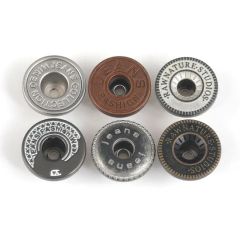 Custom OEM ODM Embossed Logo Metal Button Colorful Plating Zinc Alloy Jeans Button and Rivet for Denim Jacket Clothing - Shenzhen Zonesun Industry Co., Ltd