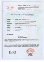 ROHS certificate from Shenzhen Layson Optoelectronics Co., Ltd.