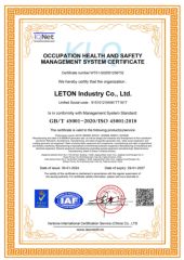 ISO 45001 certificate from Sichuan Leton Industry Co., Ltd