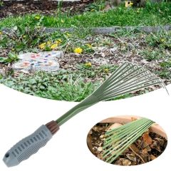 9 Teeth Garden Rake 15.5 Inch Grass Rake Hand Rake Leaf Broom with Grip Cleaning Rake Pet Excrement Rake Gardening Tools - Image 2