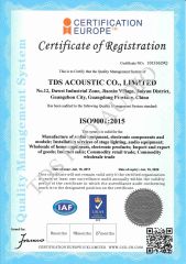 ISO9001-2015 certificate from TDS ACOUSTIC CO., LIMITED