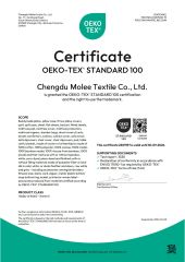 oeko certificate certificate from Chengdu Molee Textile Co., Ltd.