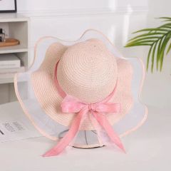 Fashion Travel Beach Sun Sunscreen Net Yarn Large Along Straw Hat - Image 3