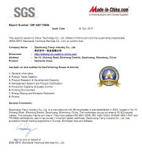 SGS certificate from Zaozhuang Tianyi Industry Co., Ltd.