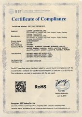 RoHS certificate from Yuyao Austar Lighting Co., Ltd.