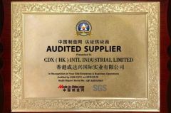 Audited Supplier certificate from CDX (HK) INTL INDUSTRIAL LIMITED