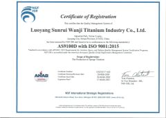 AS9100D&ISO9001 Certificate certificate of Chinasun International Industry Co., Ltd. – certificate photo, supplier certificates section